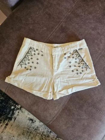 Short Blanc Pepe Jeans Détails Broderie - Taille S (36) - Été Bohème Chic