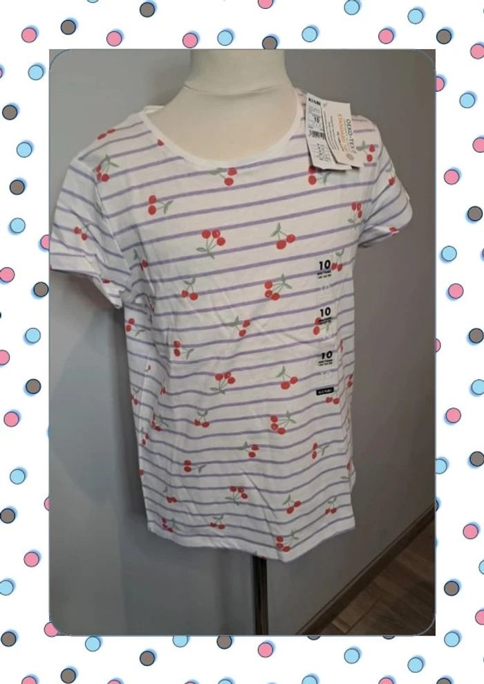 🍒 T-shirt neuf 10 ans – Kiabi – Motif cerise 🍒