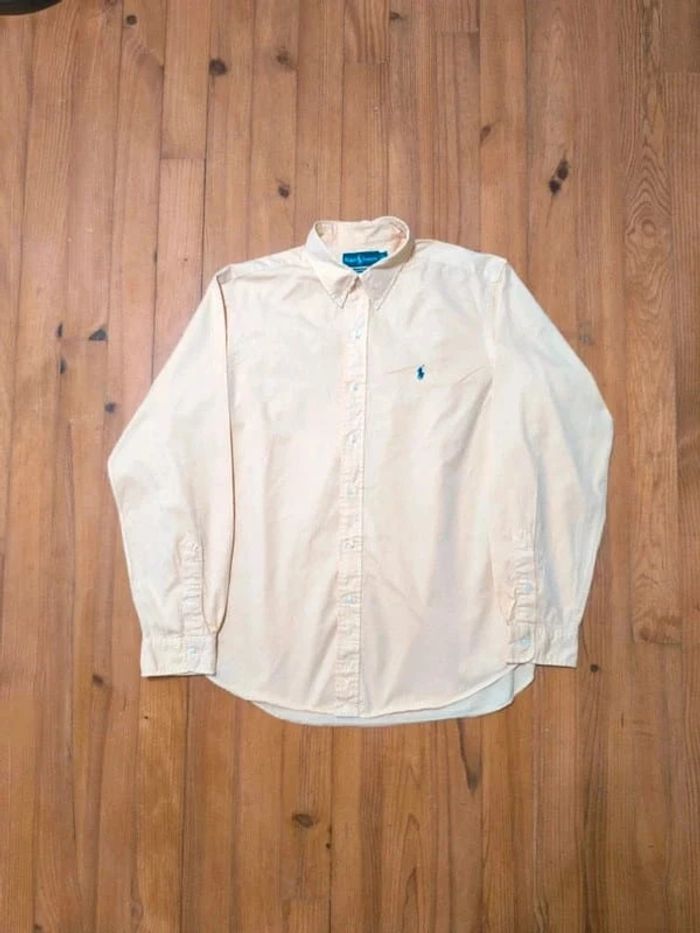 Chemise manches longues - Ralph Lauren - Classic Fit - Logo brodé marine - Jaune - Taille XL - photo numéro 3