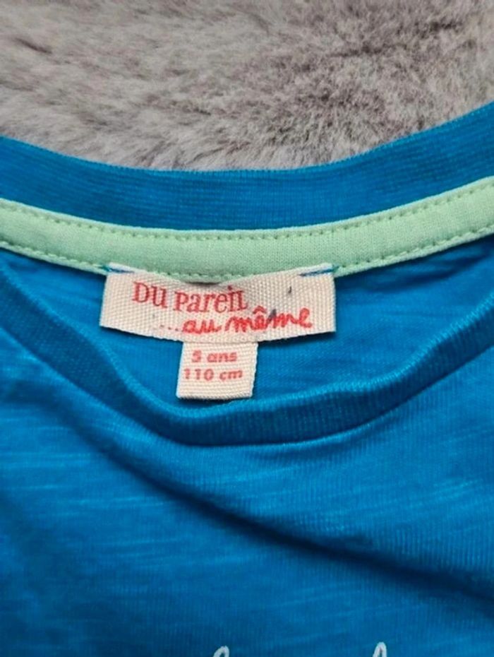 T.shirt manches longues bleu et vert Du pareil au même 5 ans - photo numéro 6