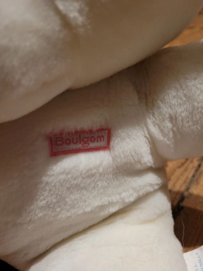 RARE Gros Ours Boulgom Made in France rose blanc 40cm nœud ruban peluche collection - photo numéro 3