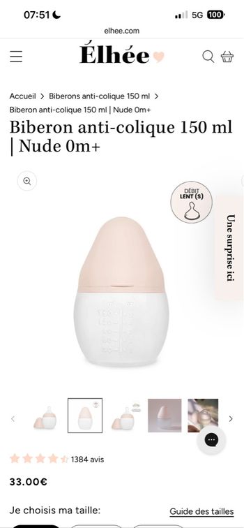 Kit : biberon elhee + tétine choochoo