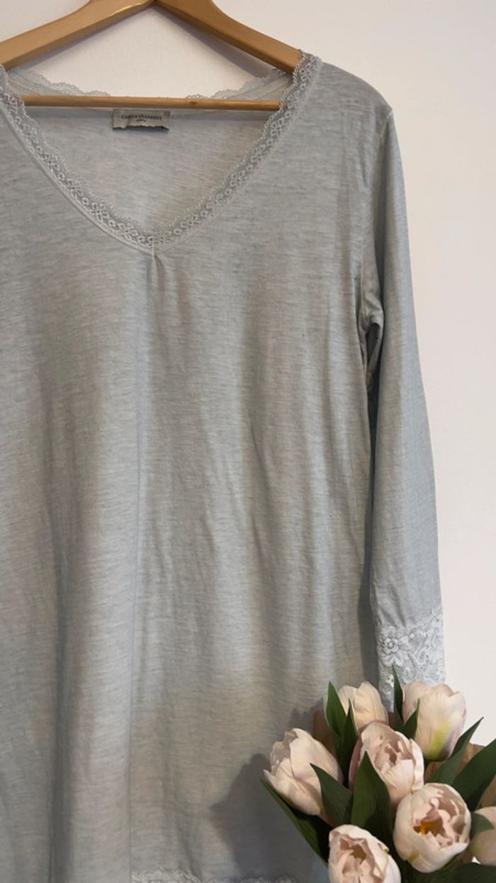 Fond de robe bleu gris clair détails en dentelles 🤍🤍 - photo numéro 8
