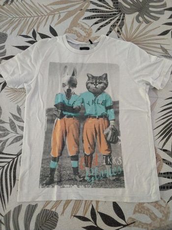 Tee shirt blanc avec animaux IKKS 8 ans