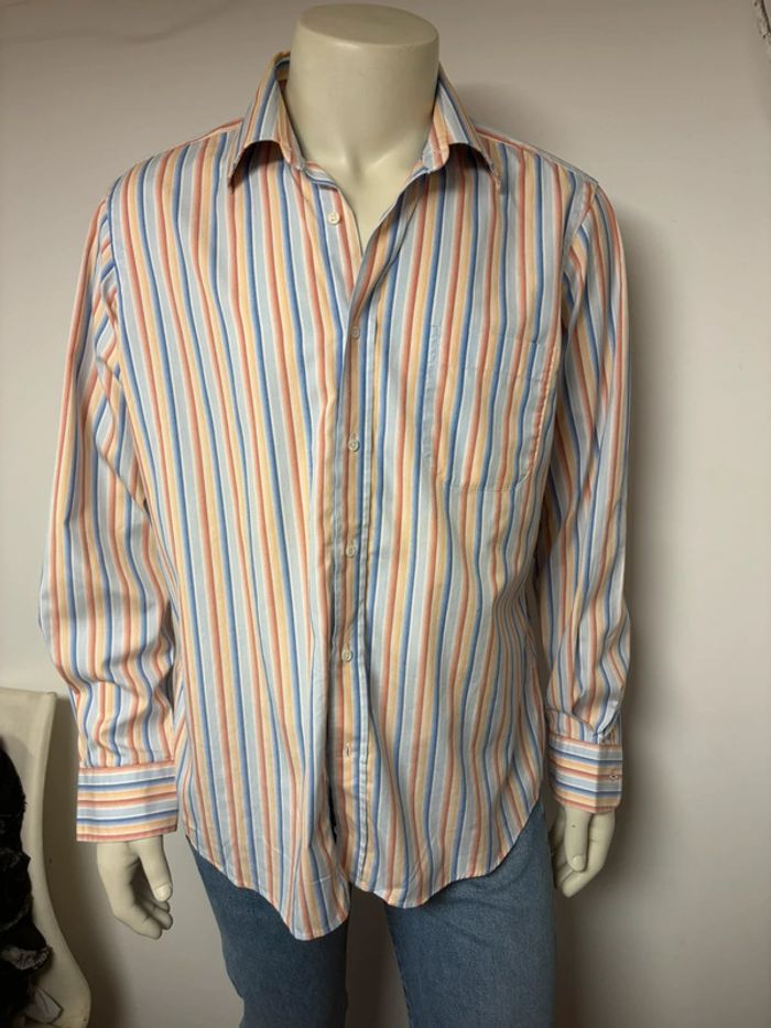 Chemise Hugo Boss homme - Taille 42 - Bleu et orange - photo numéro 5