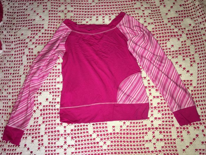 lot de deux tee shirt manche longue rose et blanc 14 ans