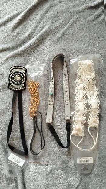 Lot de 4 bandeaux cheveux noir doré crème argenté