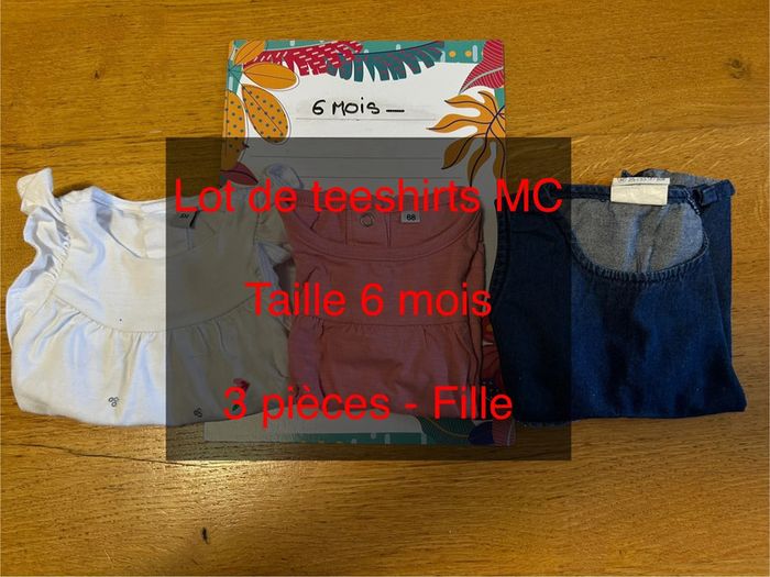 Lot de teeshirts MC fille - 3 pièces - 6 mois - photo numéro 2