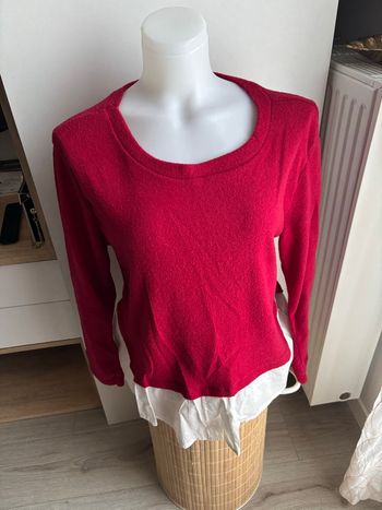 Pull rouge chemise col rond femme taille S/M