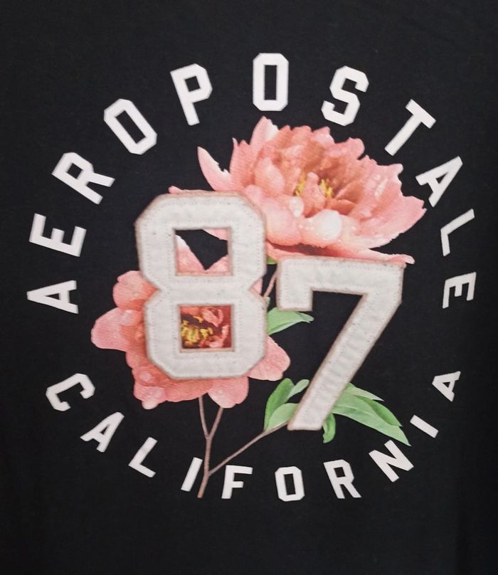 T-shirt Noir Aeropostale California motifs fleurs Grande Taille - XL - photo numéro 2