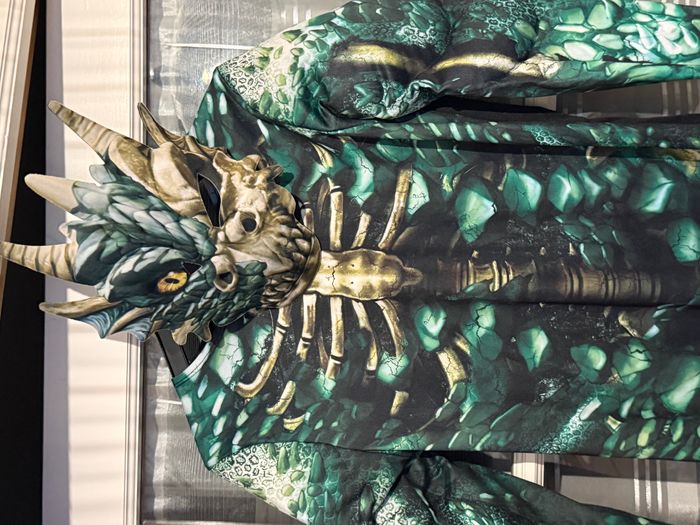Déguisement enfant Halloween dragon squelette vert 7/10 ans - photo numéro 3