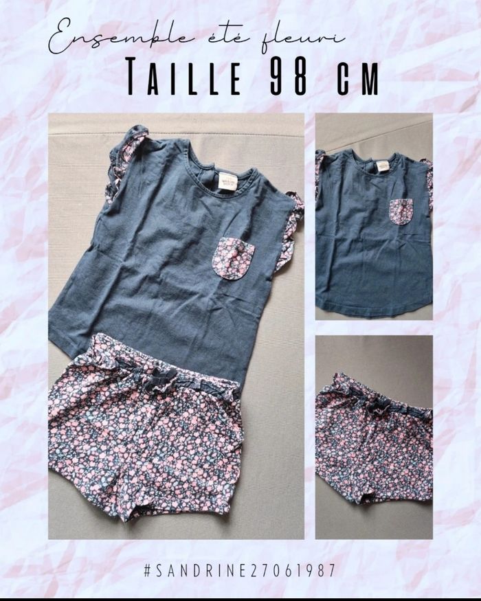 Ensemble bleu fleuri