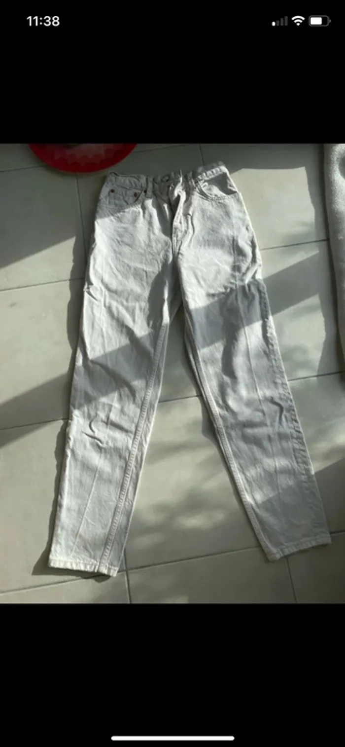 Jean large beige femme taille XS - photo numéro 3