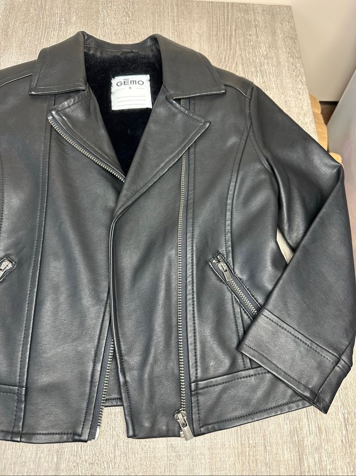 Blouson perfecto zippé en simili intérieur doublé - taille 6 ans - photo numéro 4
