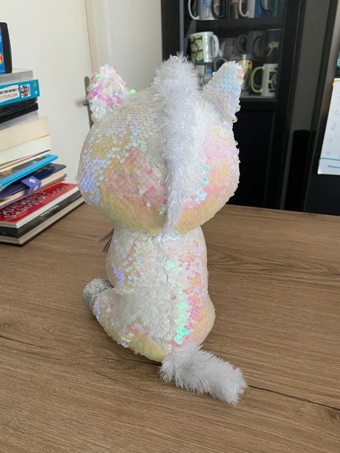 Grande peluche Ty flippables, licorne blanche à sequins - photo numéro 3