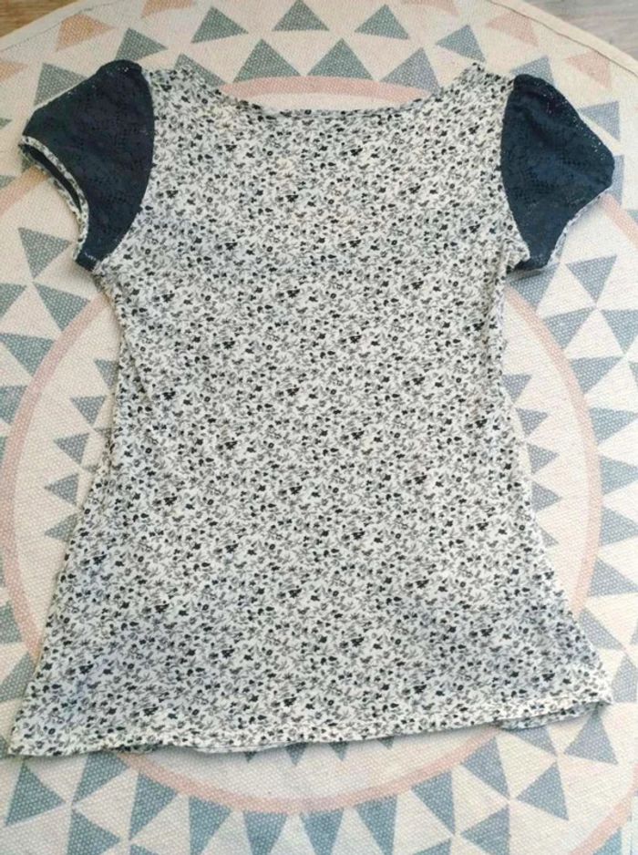 T-shirt fleuri dentelle Promod T34 Excellent état - photo numéro 10