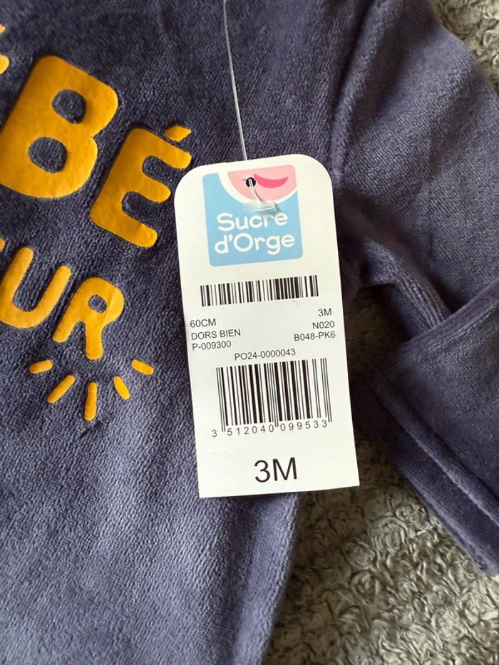 Pyjamas une pièces imprimées bébé rêveur (3mois) - photo numéro 4