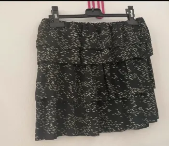 Bel air jupe Noir imprimé poisson en soie Taille 1/36