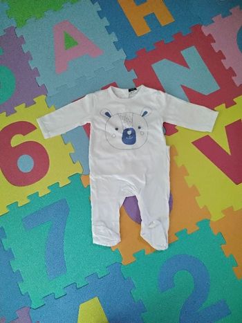 Pyjama blanc ourson bleu