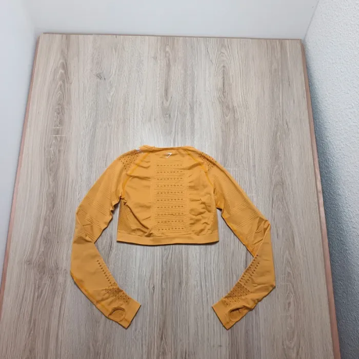 Hauts gymshark femme s teeshirt manche longue jaune moutarde - photo numéro 4