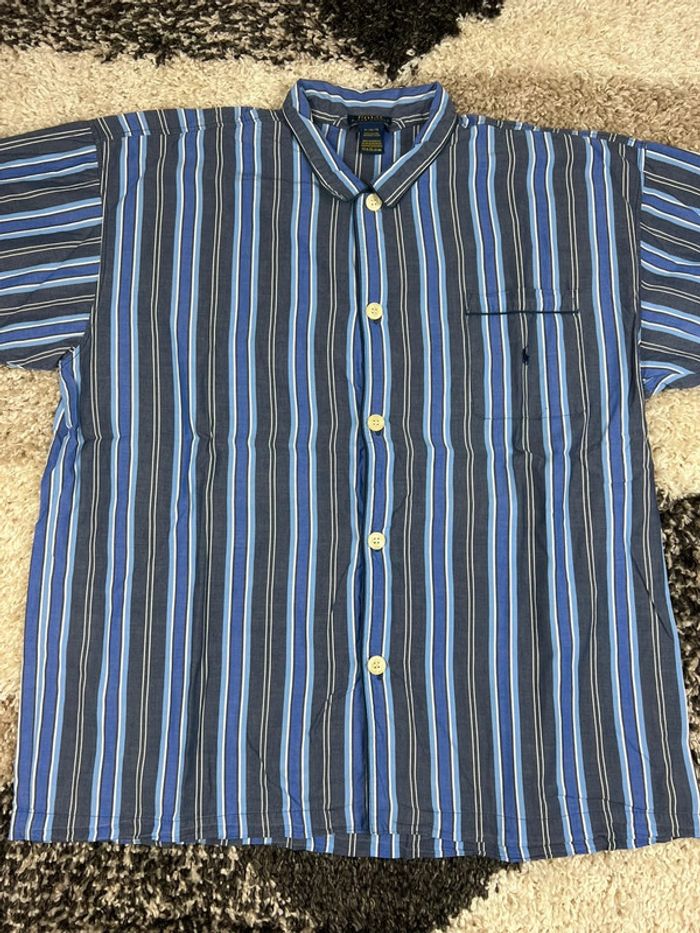 Chemisette, haut de pyjama Ralph Lauren rayé bleu et blanche taille XL - photo numéro 4