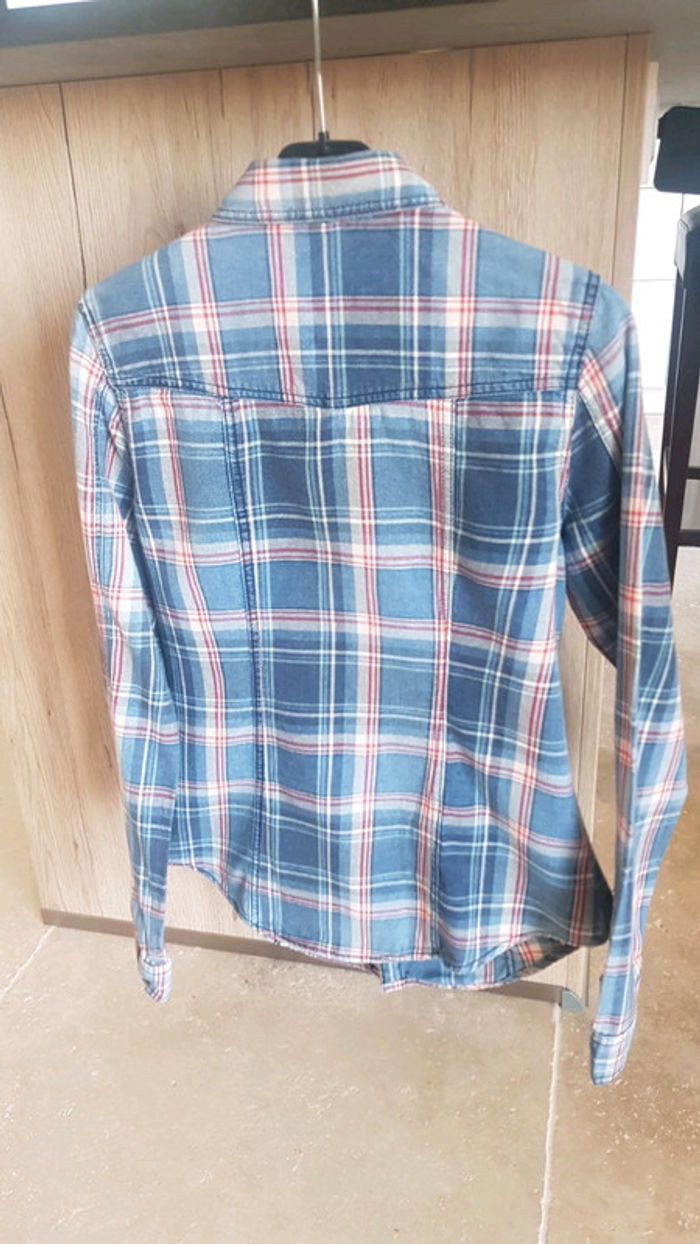 Chemise femme à carreaux jean - photo numéro 4