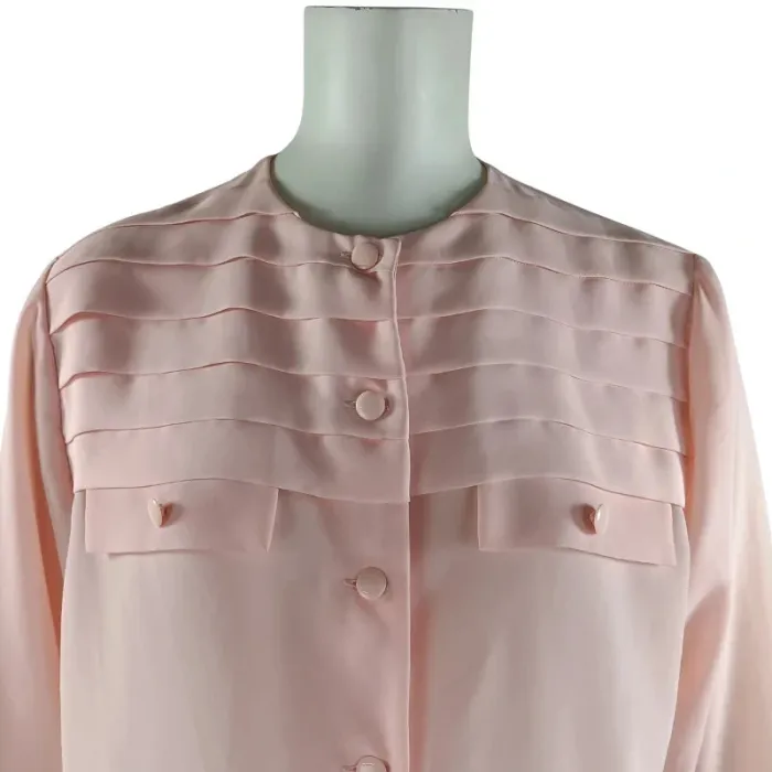 Blouse rose poudré plissée - Printemps -Made in France Blouse Vintage plis religieux Taille 40 A1094 - photo numéro 2
