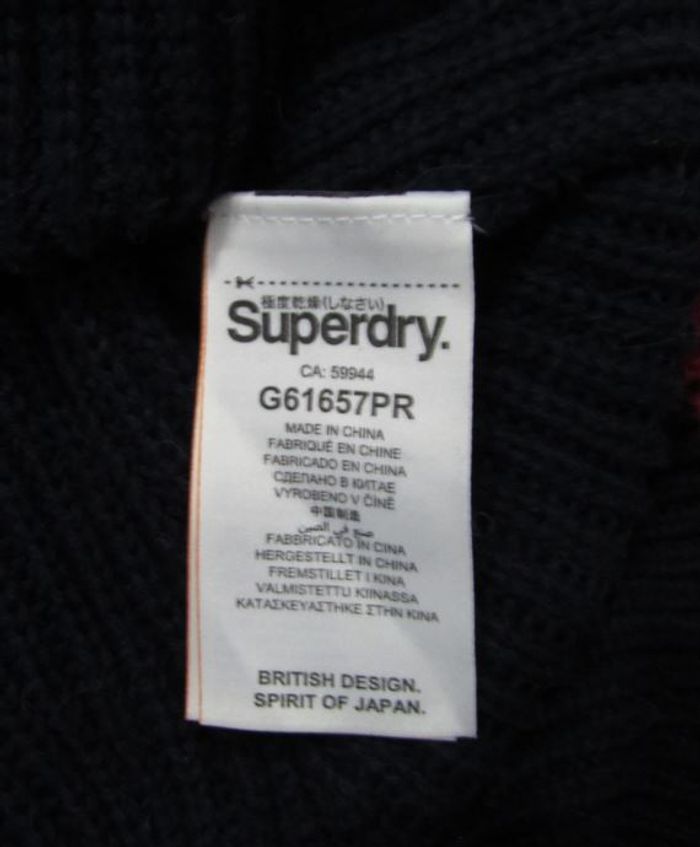 Pull superdry bleu foncé et rouge, taille S adulte mixte. - photo numéro 7