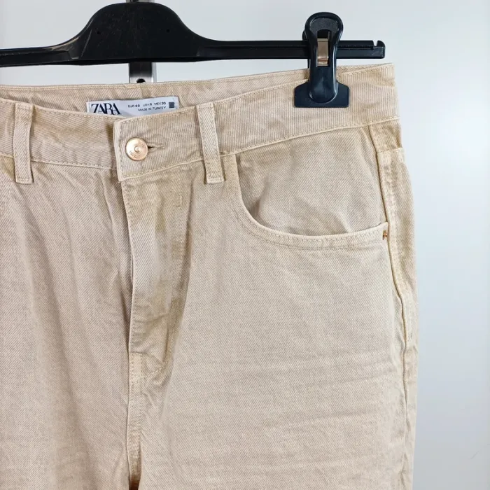 Pantalon coupe mom beige en velours côtelé Zara taille 40 100% coton A1489 - photo numéro 3