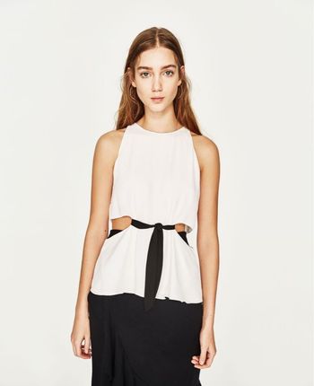 Chemisier en mousseline noir et blanc Zara