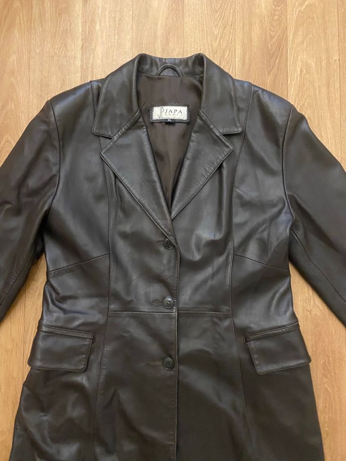 Trench en cuir marron XL