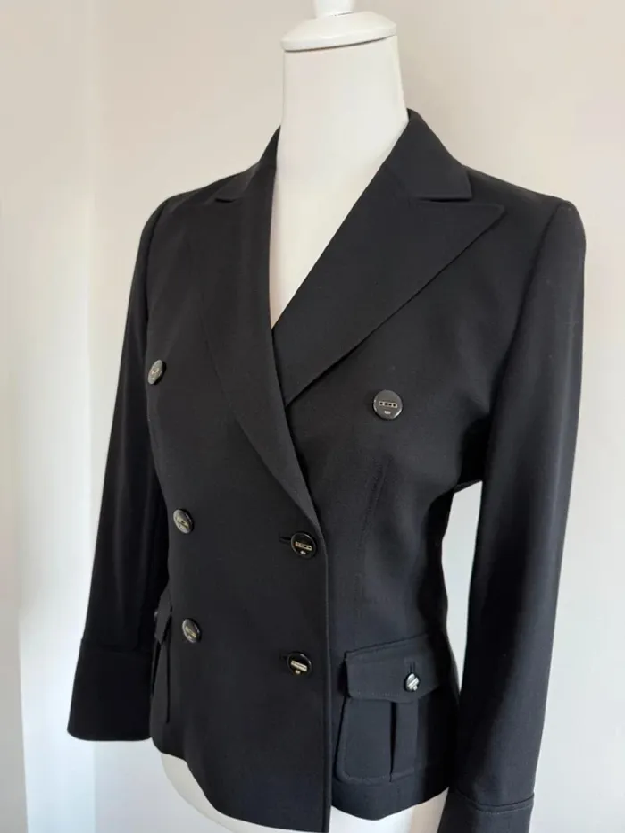 Magnifique veste Blazer Escada en laine femme noir taille 34 comme neuf - photo numéro 3