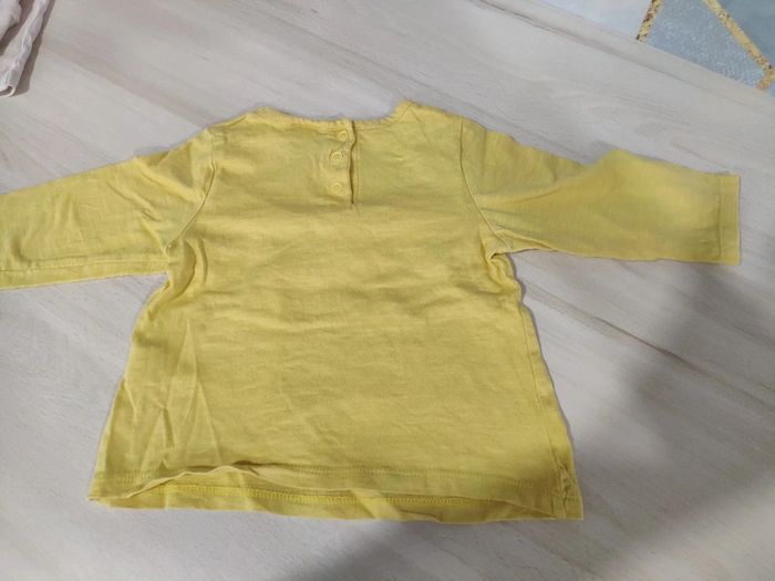 Lot de 2 t shirt manches longues unis rose et jaune 9 mois - photo numéro 6