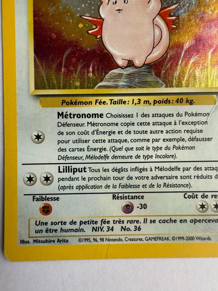 Carte Pokémon Mélodelfe 1/64 Holographique - Jungle édition 2 Wizards - FR - Usée - photo numéro 3