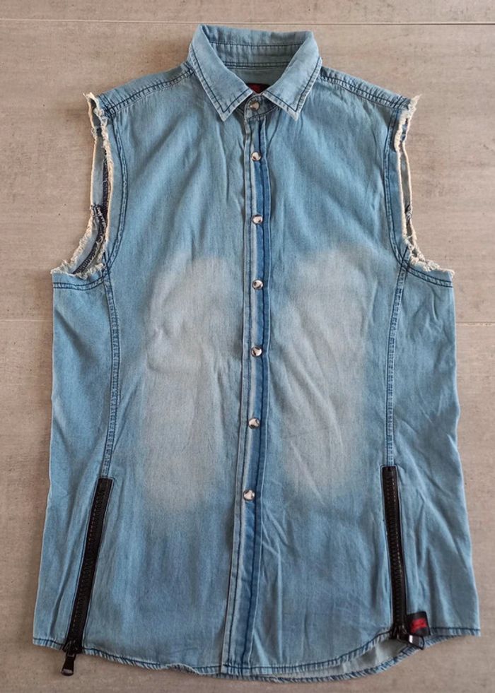chemise jean sans manches - S - photo numéro 3