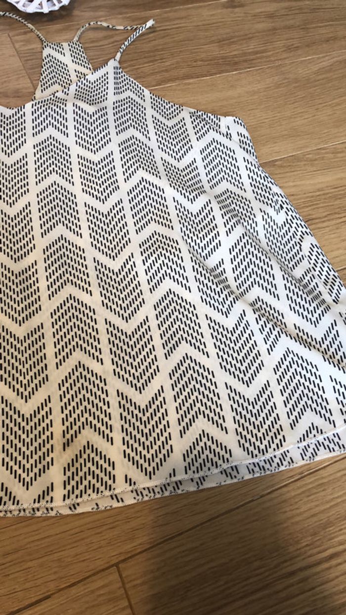 Caraco imprimé crème et noir motifs géométriques taille M - photo numéro 2