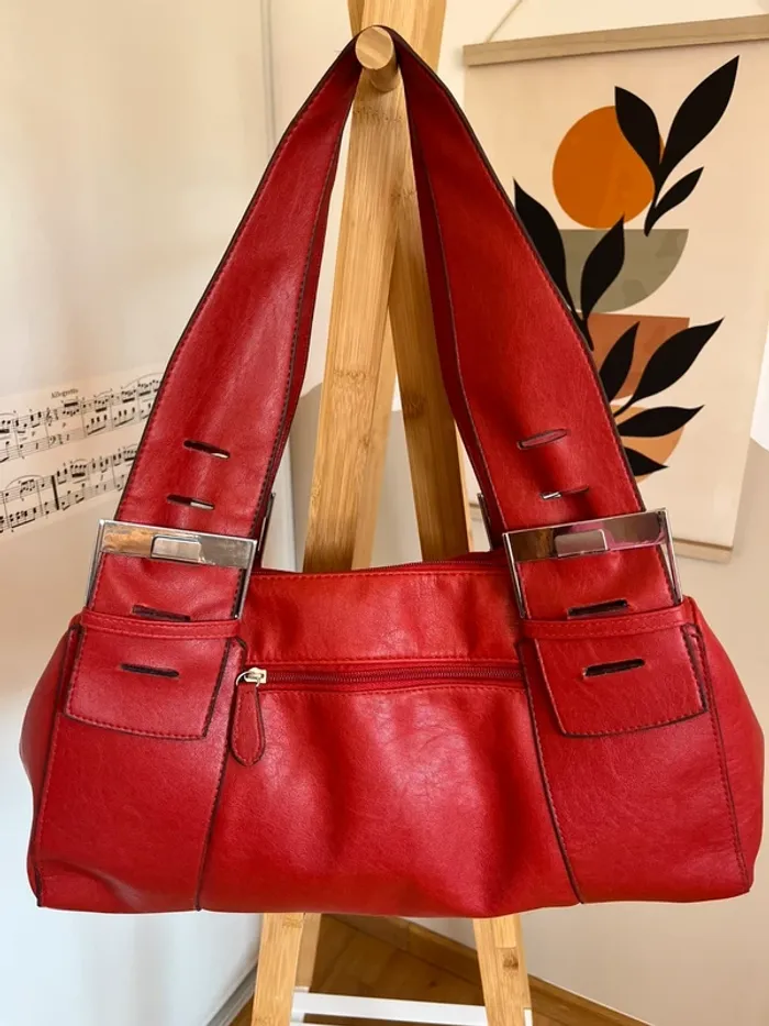 Sac vintage y2k rouge en cuir synthétique très bon état [ref 2507SR130] - photo numéro 3
