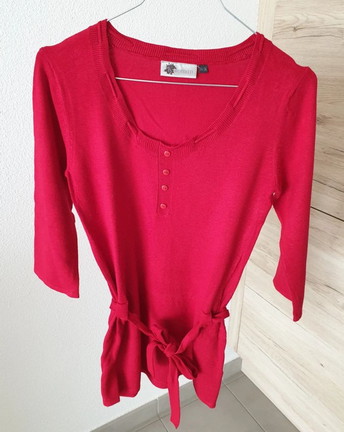Pull manches 3/4 rouge