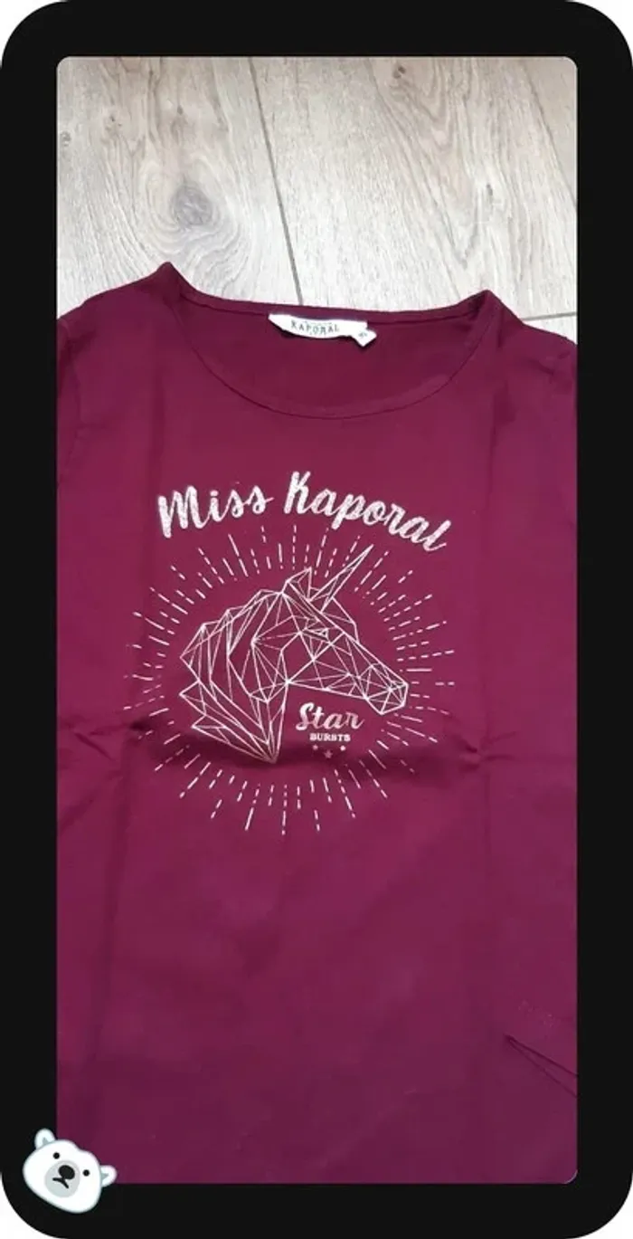 Tee-shirt ML Kaporal "licorne" 10 ans état neuf - photo numéro 2