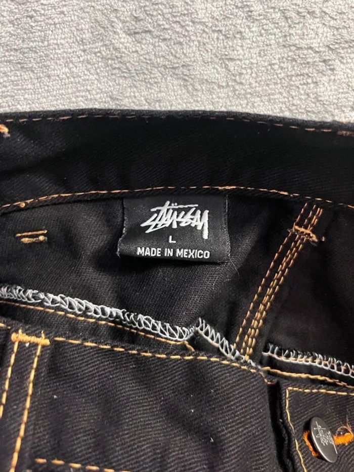 Short/Jort Stussy Black Embroidered Orange Big Logo Back – Taille L - photo numéro 7