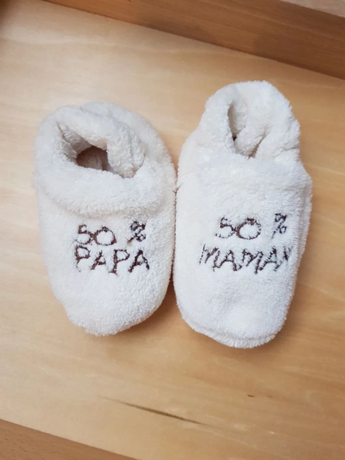 Chaussons chauds papa maman mixte 3/ 6mois