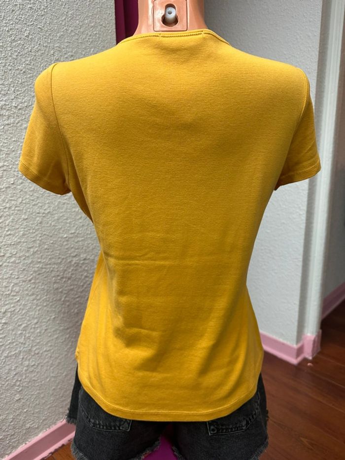 T-shirt jaune avec fleurs brodées et laçage - photo numéro 5