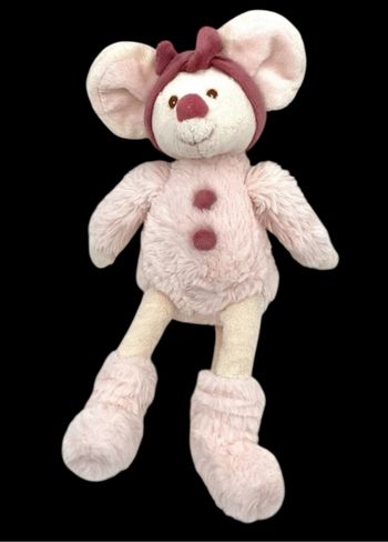 ❤️B2247 Doudou Peluche BUKOWSKI Souris Blanche Et Rose