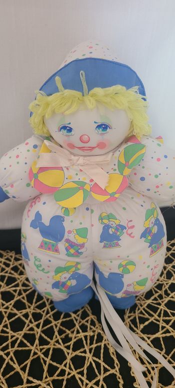 vintage doudou poupée clown Mundia ballon/phoques/clown