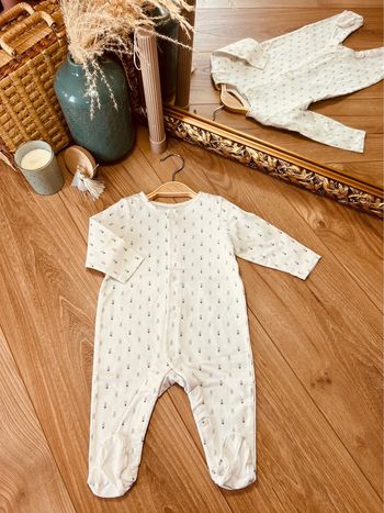 Taille 6 mois pyjama d’été garçon Obaibi blanc et gris * lapin * 💙