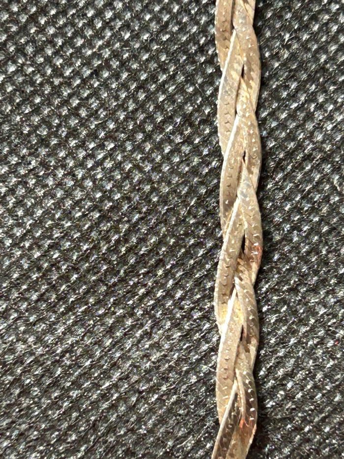 Beau collier plat en argent massif tressé femme TBE - photo numéro 9
