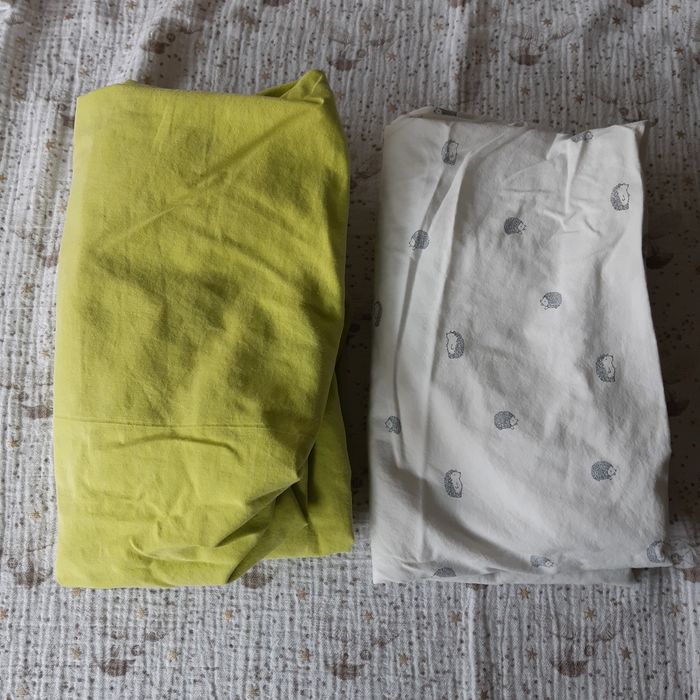2 draps housse matelas Hérissons Vertbaudet + vert Ikea 60x120cm - photo numéro 5
