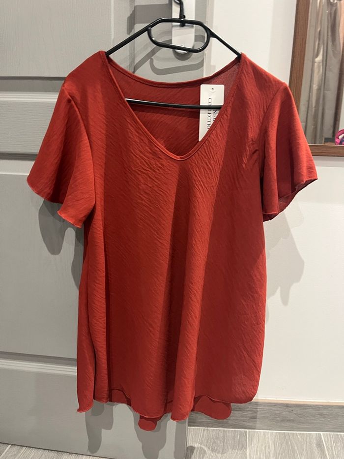 Haut col v ample rouille