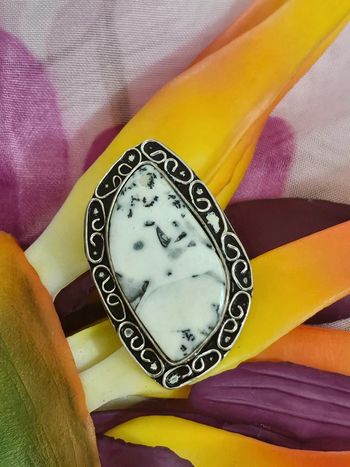 Bague en argent sterling 925 avec pierre opal dentritique