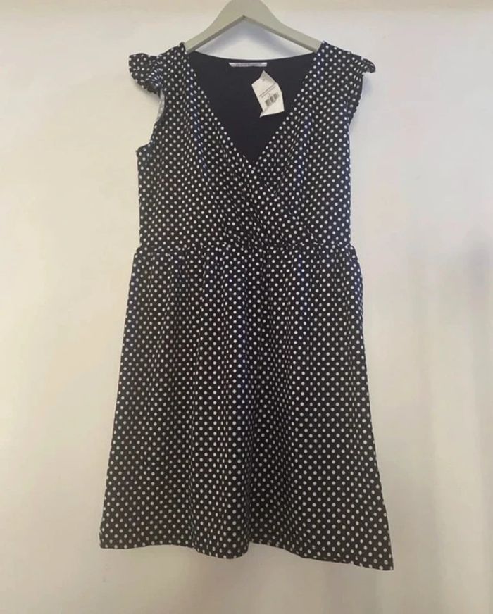 Robe marine à pois blanc Anna Karel taille L Neuve